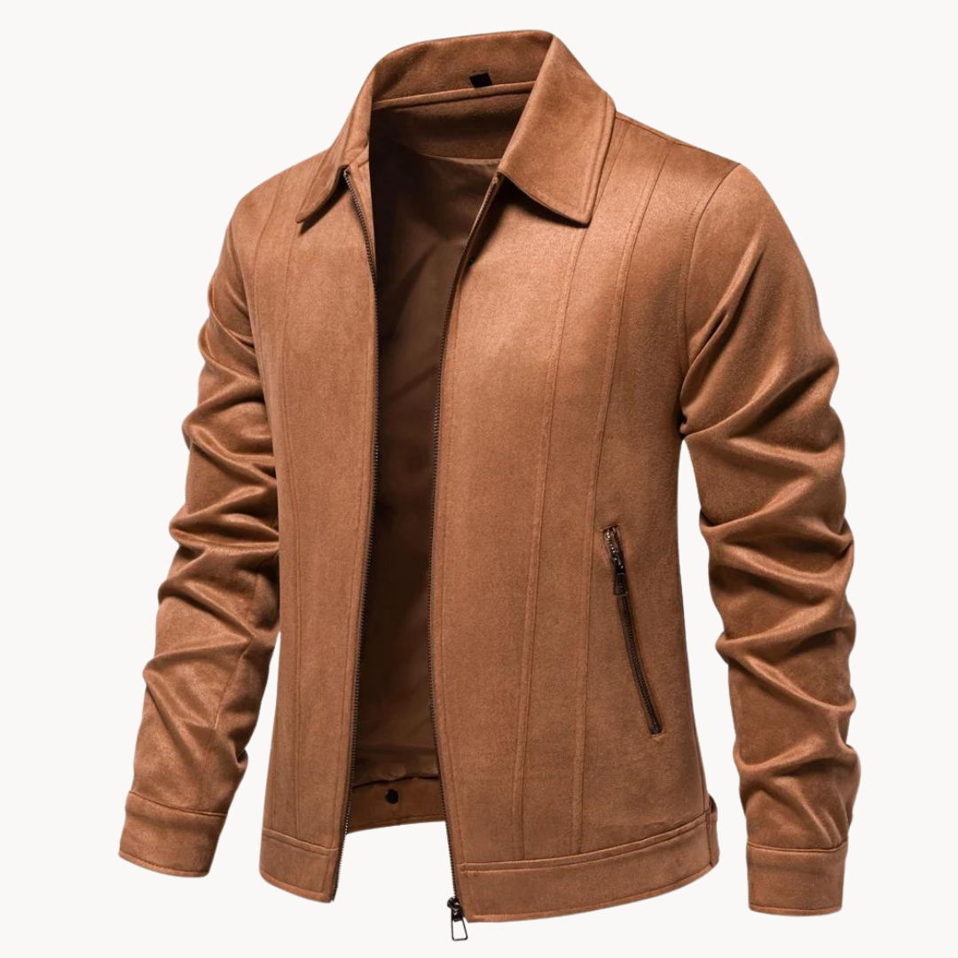 Womens Slim Faux Suede Leather Jacket Tailored Fit - BritishMode