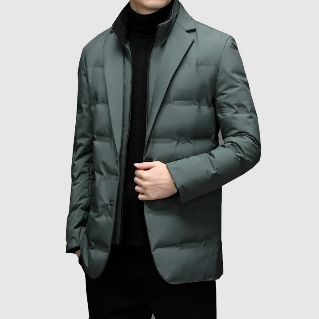 Mens Winter Blazer Jacket with Stand Collar Warm Fit