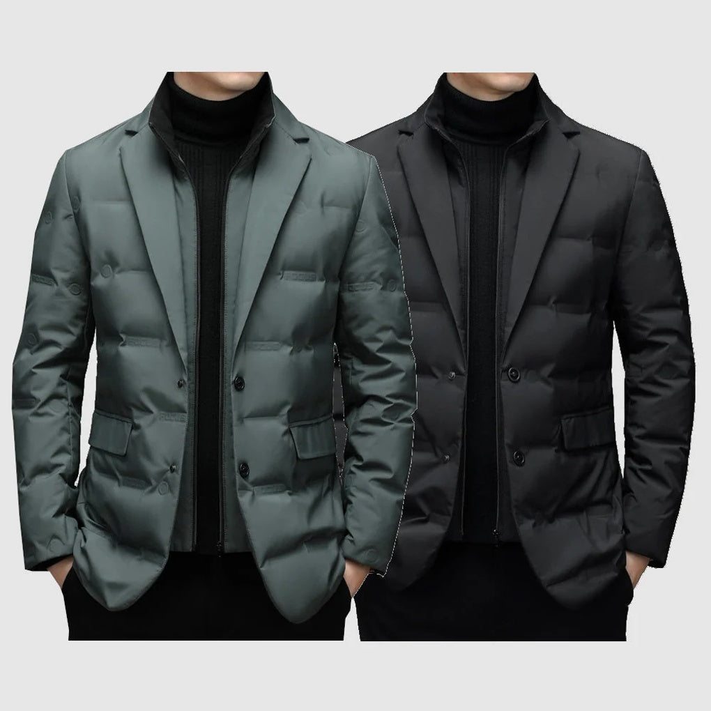 Mens Winter Blazer Jacket with Stand Collar Warm Fit