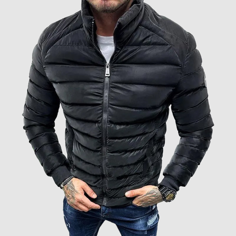 Mens Padded Winter Jacket with High Collar - BritishMode