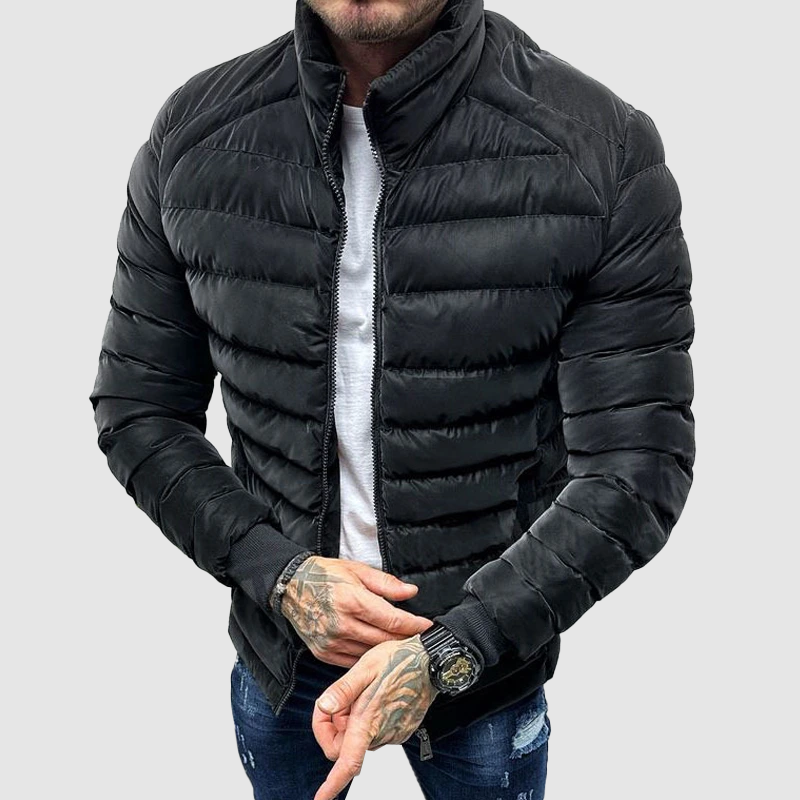 Mens Padded Winter Jacket with High Collar