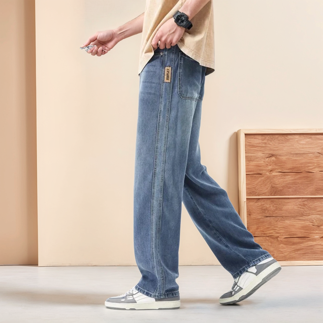 Unisex Denim Blend Jeans Relaxed Waist Easy Movement