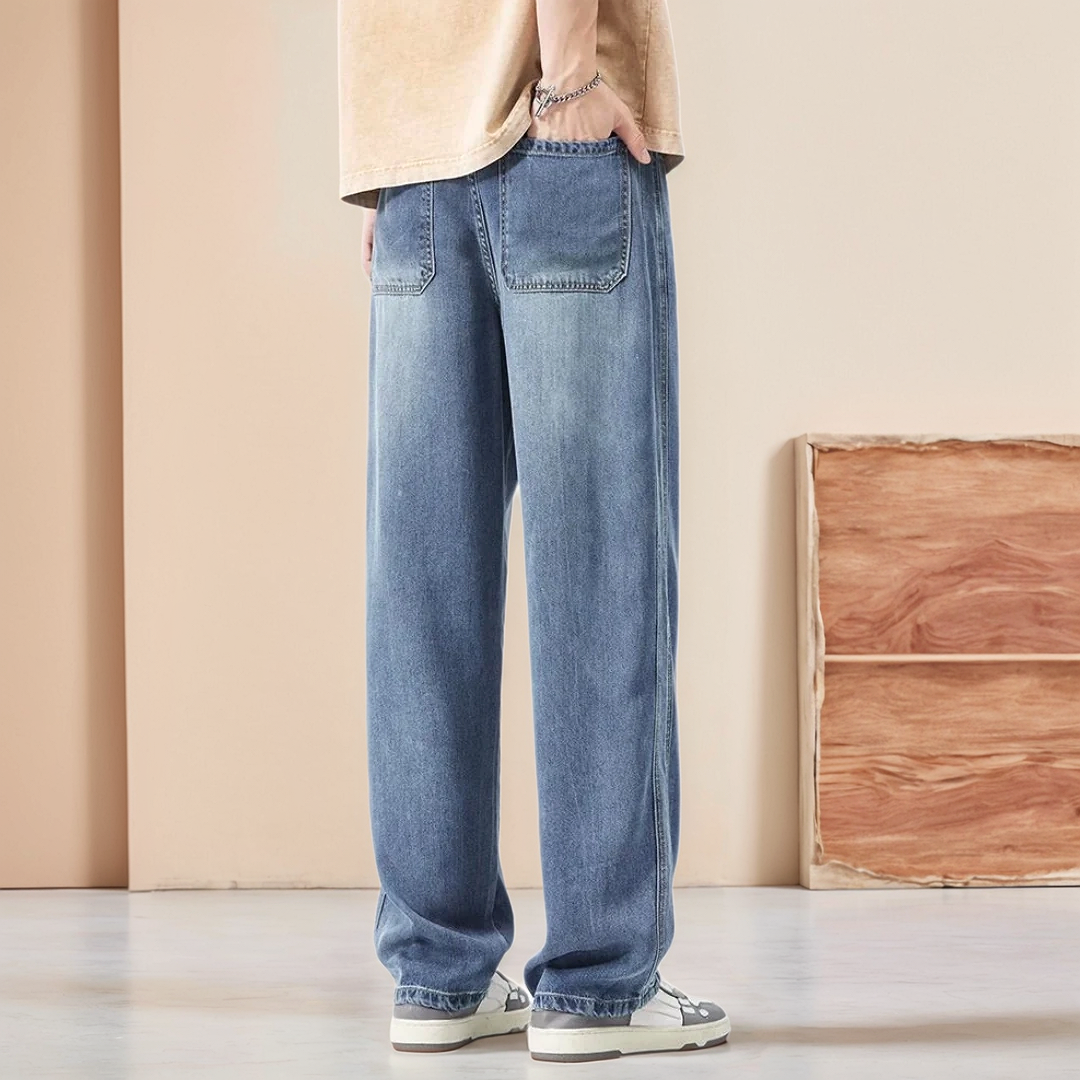 Unisex Denim Blend Jeans Relaxed Waist Easy Movement