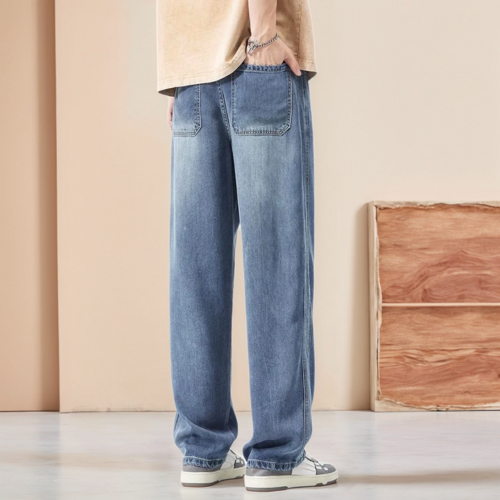 Unisex Denim Blend Jeans Relaxed Waist Easy Movement