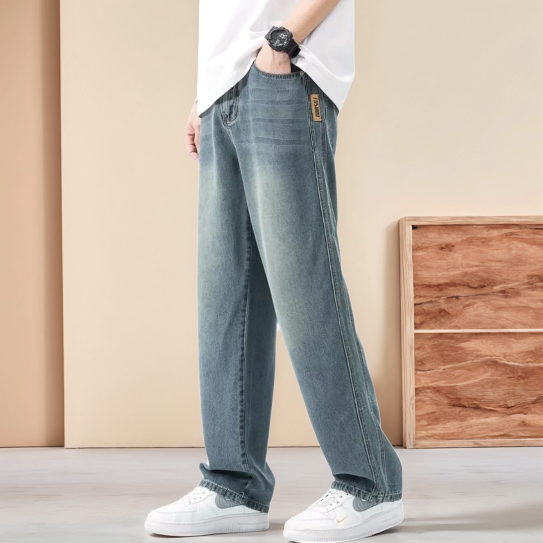 Unisex Denim Blend Jeans Relaxed Waist Easy Movement