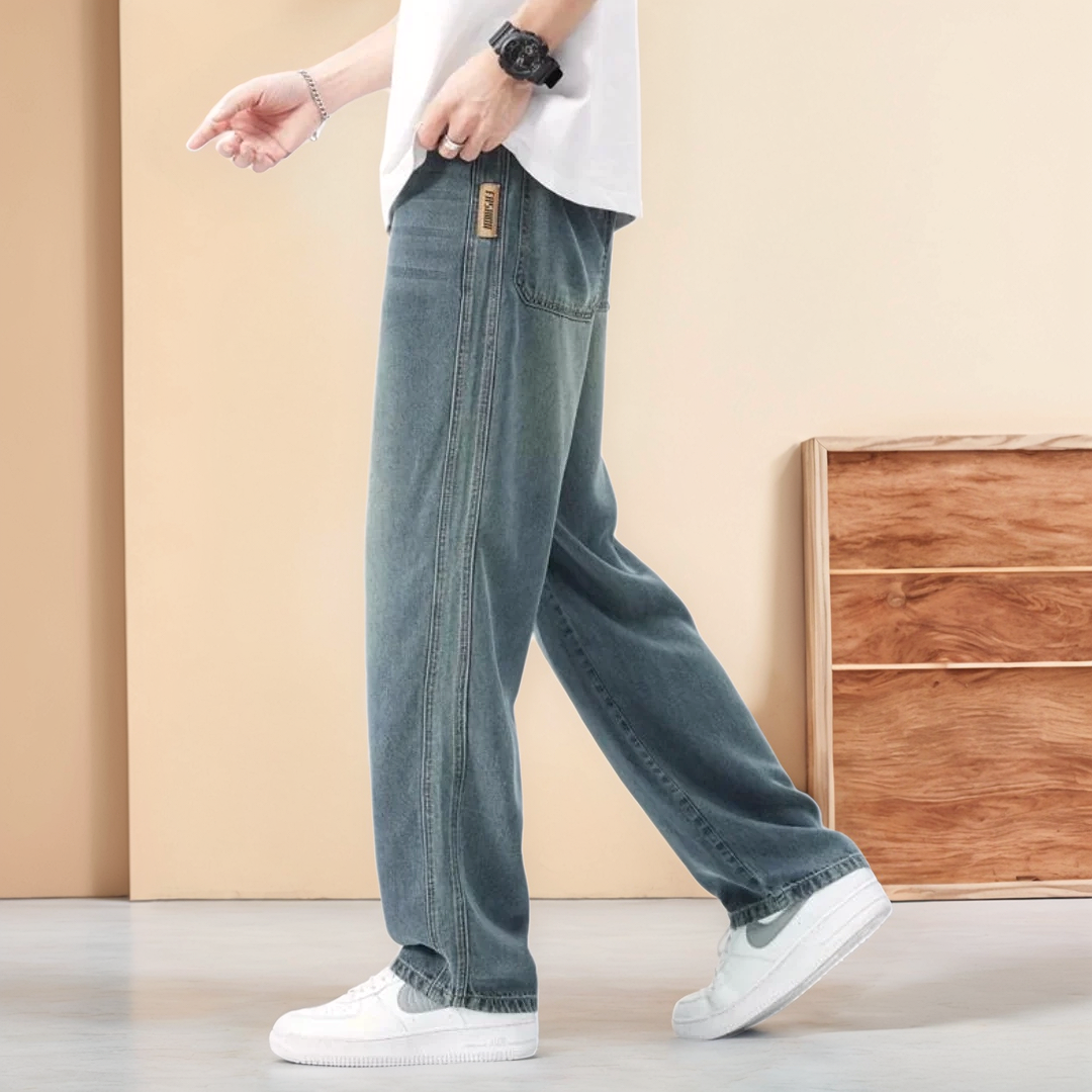 Unisex Denim Blend Jeans Relaxed Waist Easy Movement