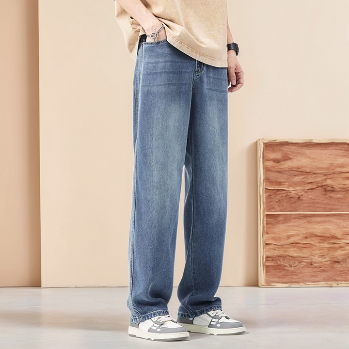 Unisex Denim Blend Jeans Relaxed Waist Easy Movement