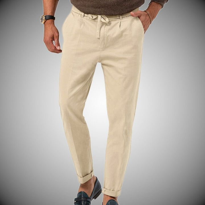 Mens Cotton Pants Relaxed Fit Summer