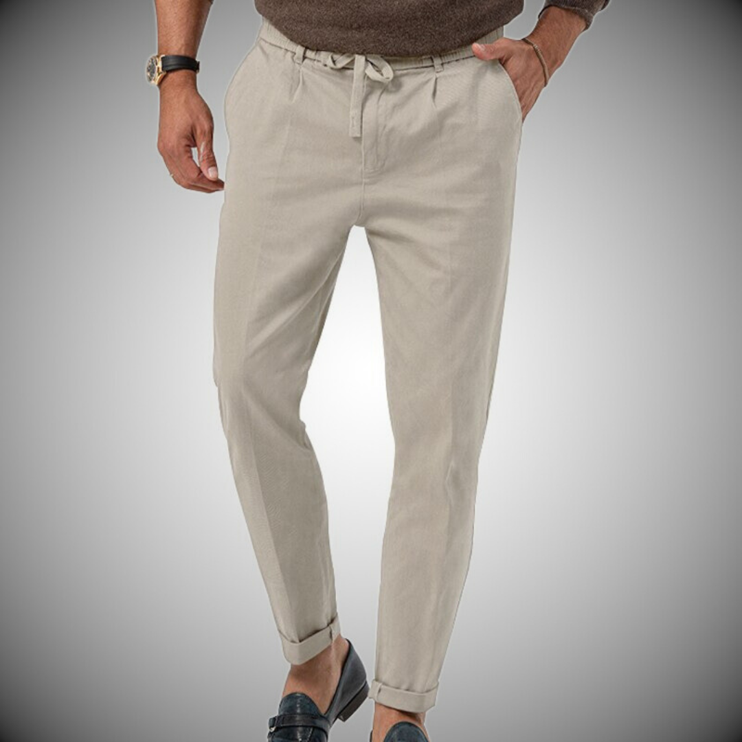 Mens Cotton Pants Relaxed Fit Summer