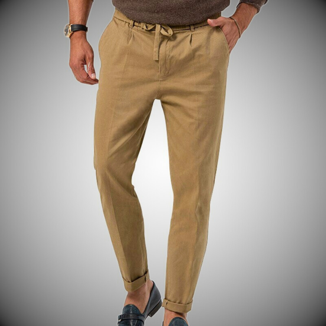 Mens Cotton Pants Relaxed Fit Summer