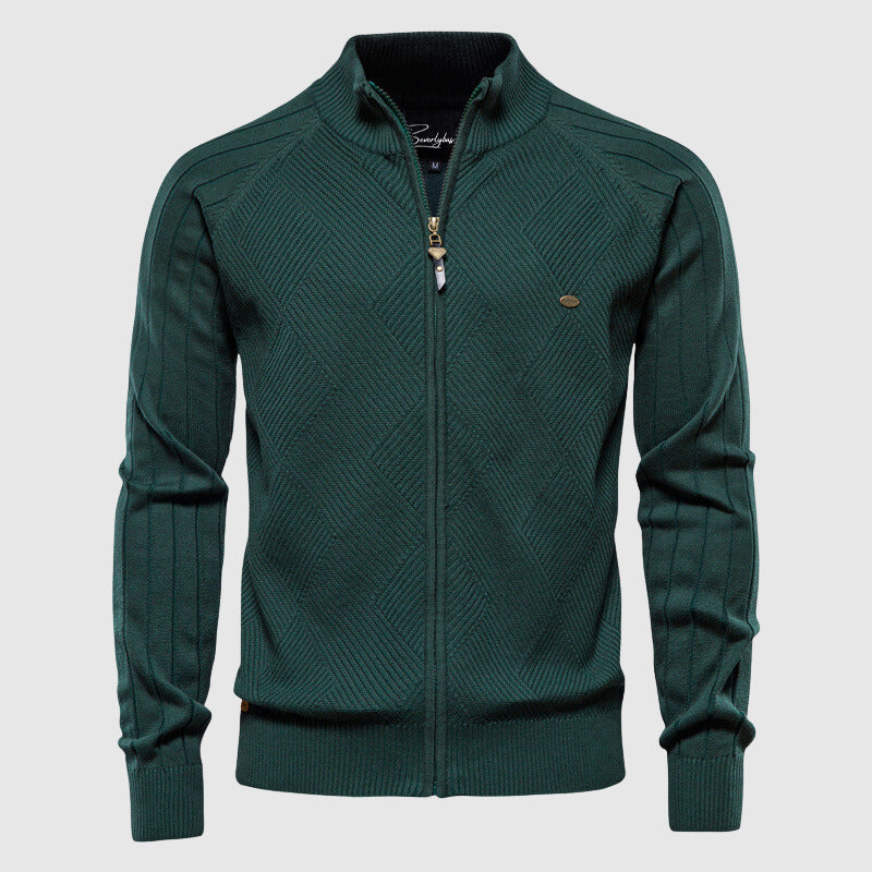 Mens Cotton Cardigan Full-Zip Fit