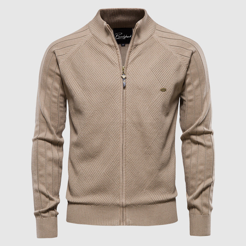 Mens Cotton Cardigan Full-Zip Fit