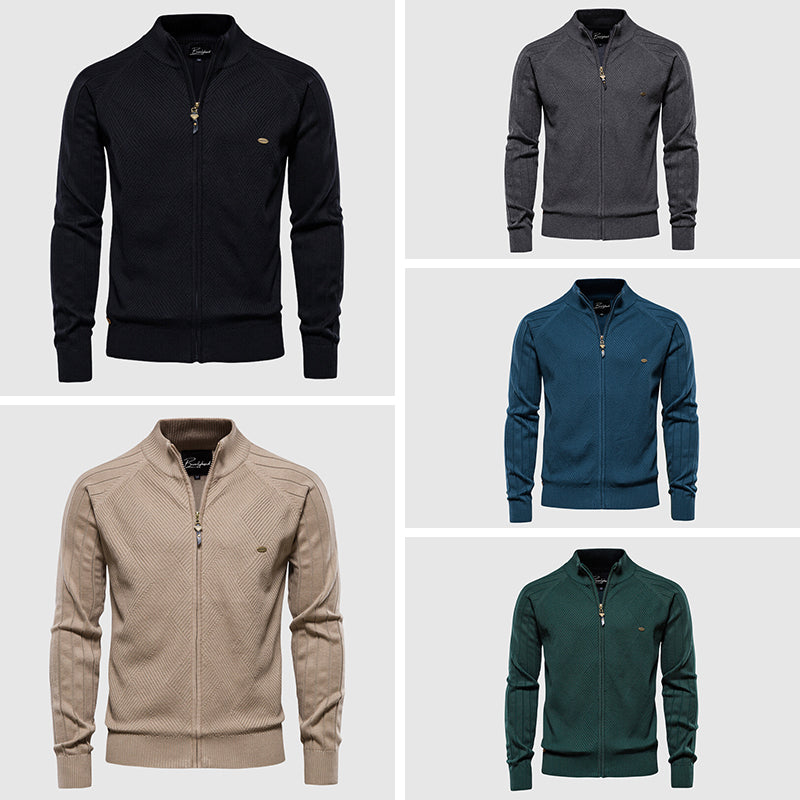 Mens Cotton Cardigan Full-Zip Fit - BritishMode