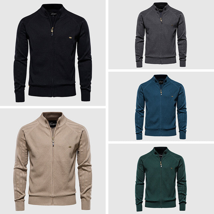Mens Cotton Cardigan Full-Zip Fit - BritishMode