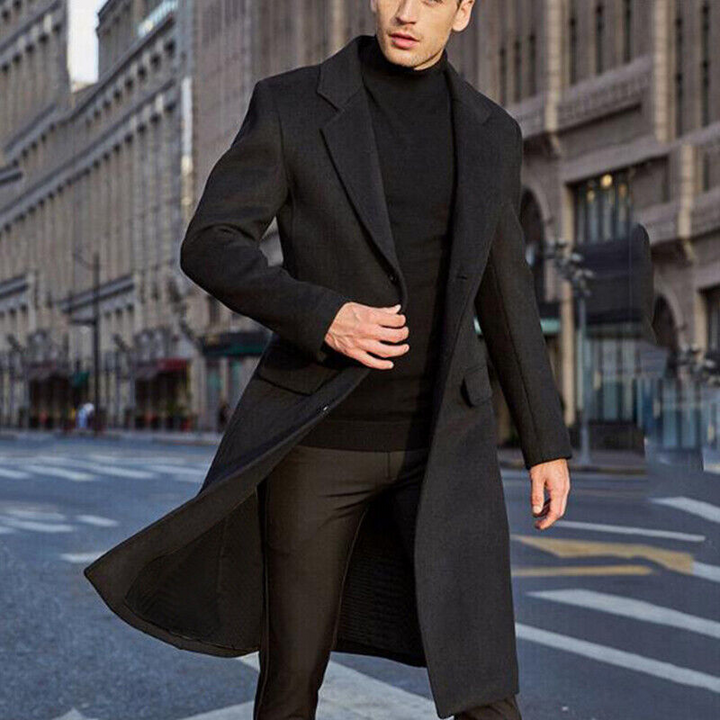 Mens Long Wool Coat Classic Fit - BritishMode