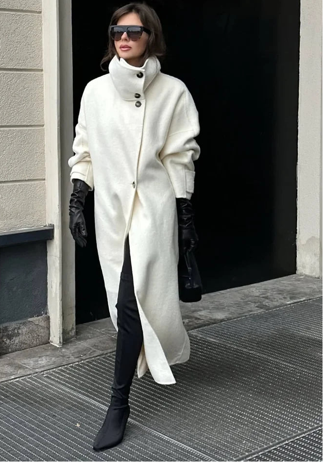 Womens Wool Coat High Neck Warm Winter Style - BritishMode