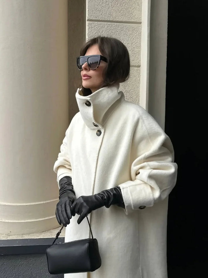 Womens Wool Coat High Neck Warm Winter Style