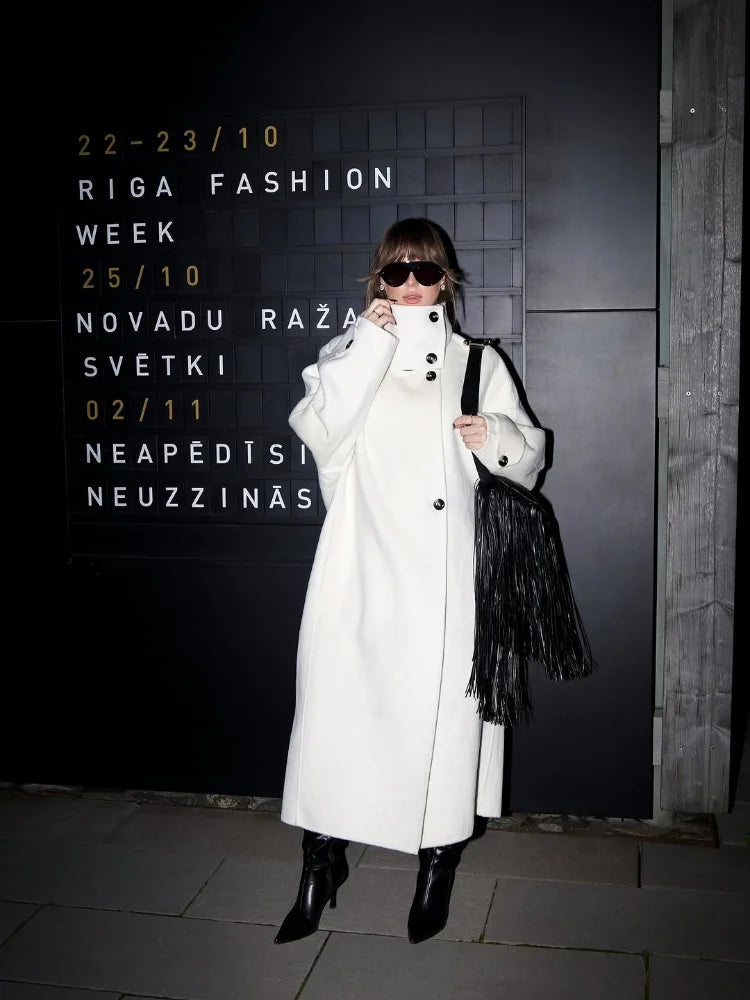 Womens Wool Coat High Neck Warm Winter Style