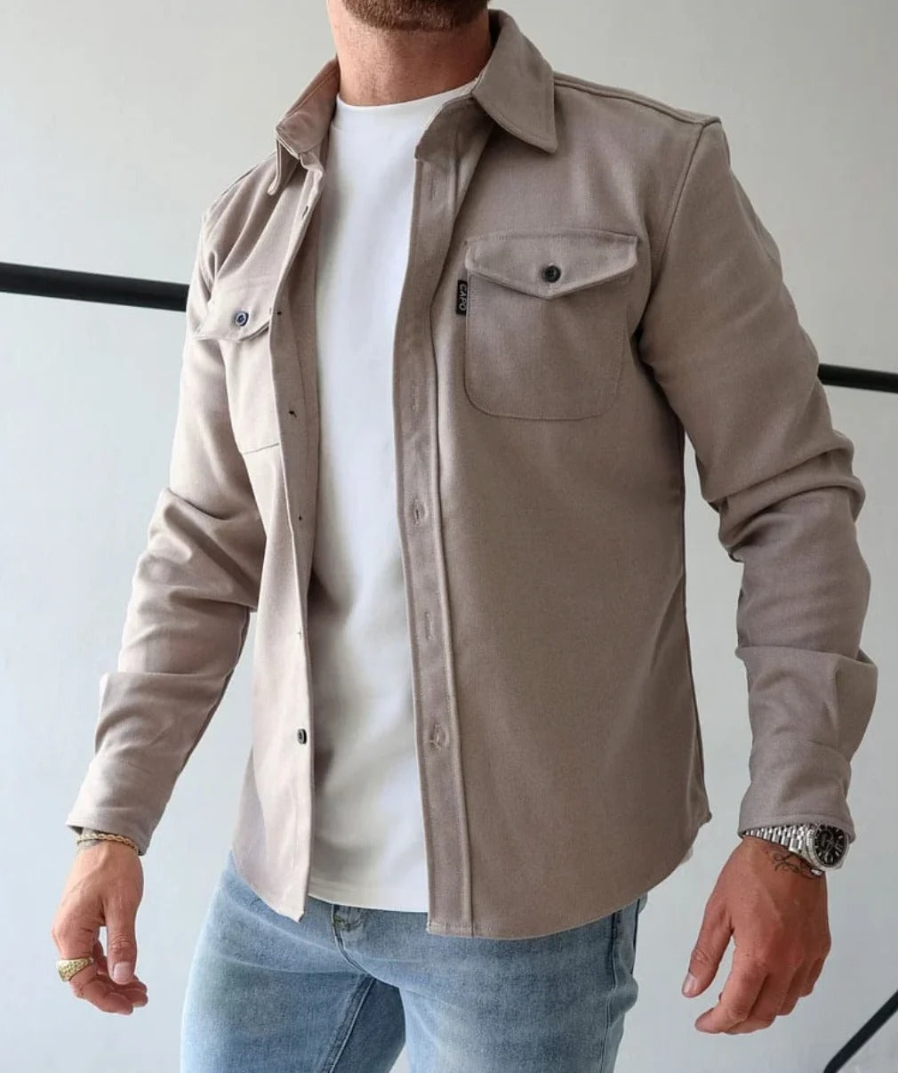 Mens Button-Up Shirt Jacket Casual Versatile Fit - BritishMode