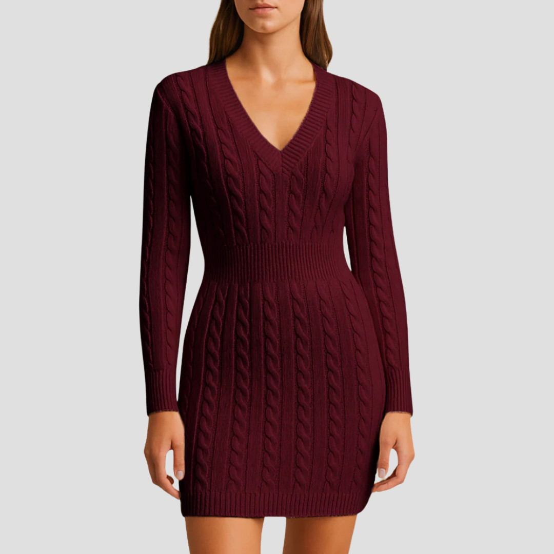 Womens Sweater Dress Cable Knit Regular Fit - BritishMode