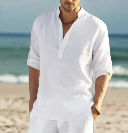 Mens Linen Shirt Collared Regular Fit - BritishMode