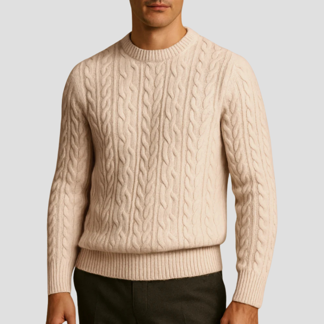 Mens Knit Sweater Textured Classic Fit - BritishMode