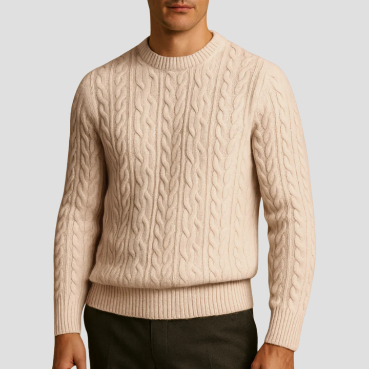 Mens Knit Sweater Textured Classic Fit - BritishMode