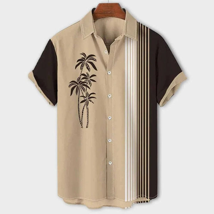 Mens Polo Shirt with Tropical Print Cotton Casual Fit - BritishMode