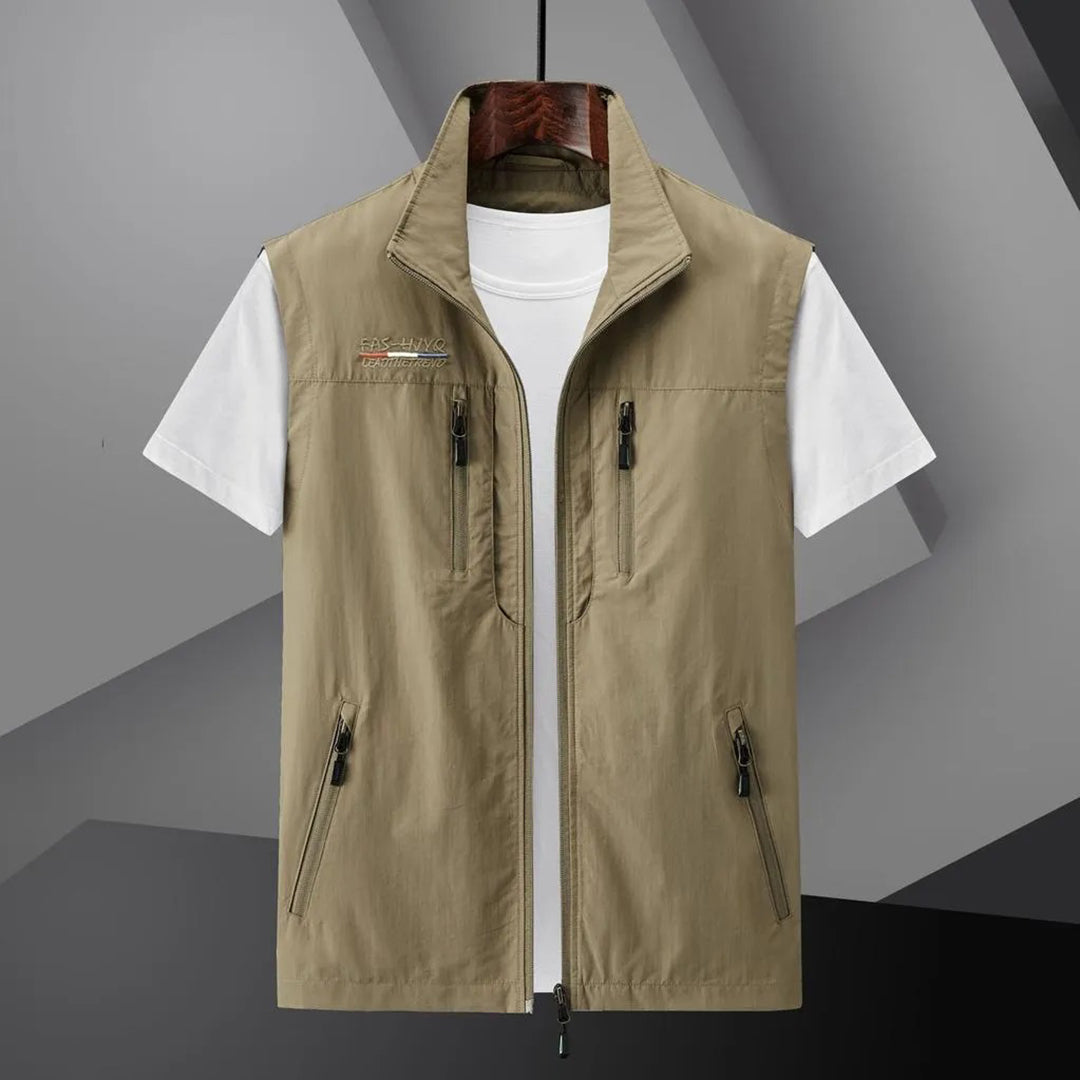 Mens Utility Travel Vest Multi-Pocket Lightweight