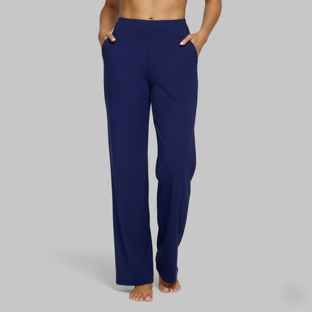 Womens High-Waist Wide-Leg Yoga Pants Stretchy Comfortable
