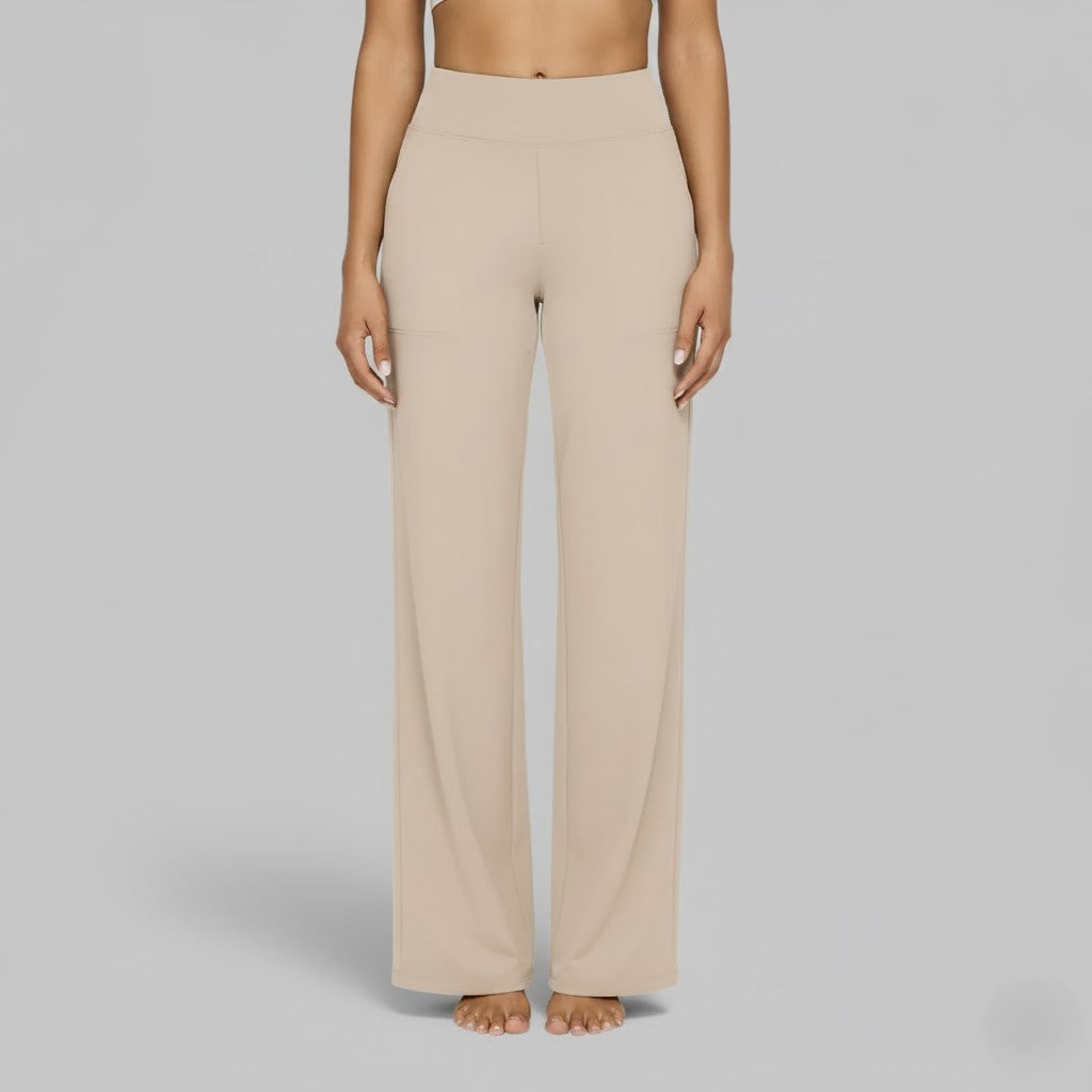 Womens High-Waist Wide-Leg Yoga Pants Stretchy Comfortable