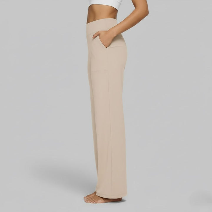 Womens High-Waist Wide-Leg Yoga Pants Stretchy Comfortable