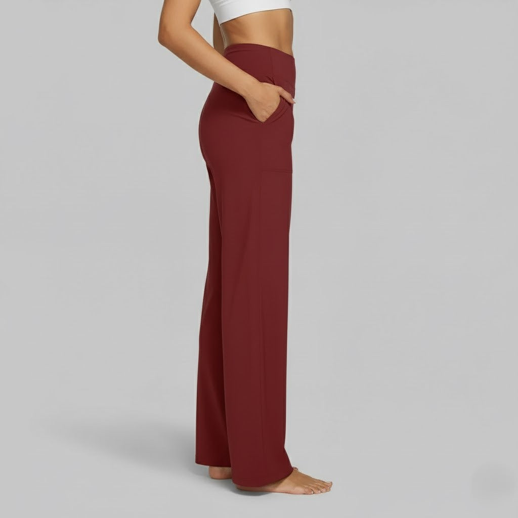 Womens High-Waist Wide-Leg Yoga Pants Stretchy Comfortable