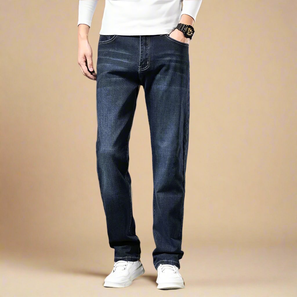 Mens Denim Jeans Stretch Fabric Comfortable Regular Fit - BritishMode