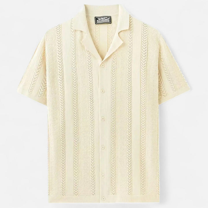 Mens Knit Blend Shirt Patchwork Panels Shape Retention