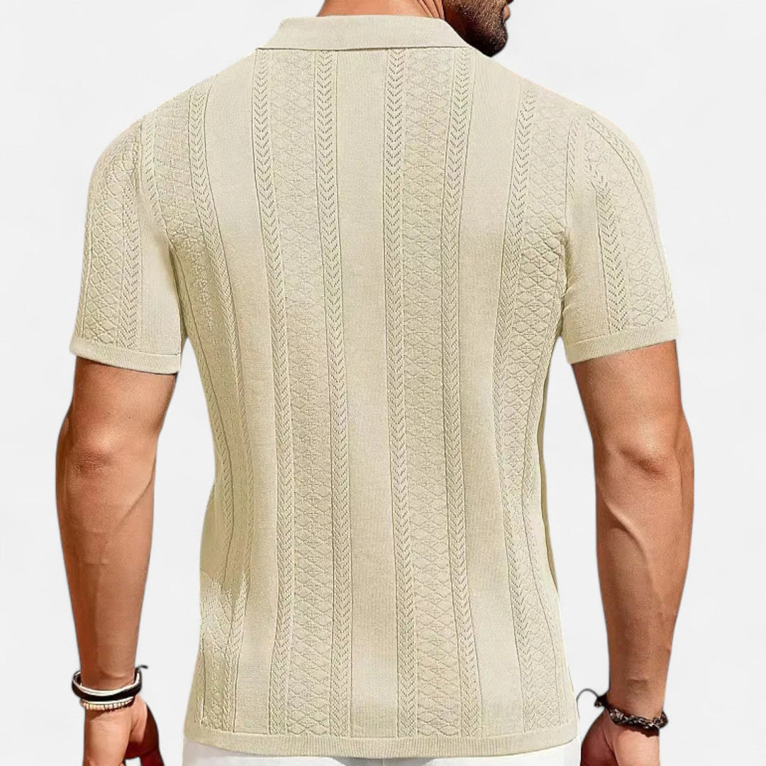 Mens Knit Blend Shirt Patchwork Panels Shape Retention
