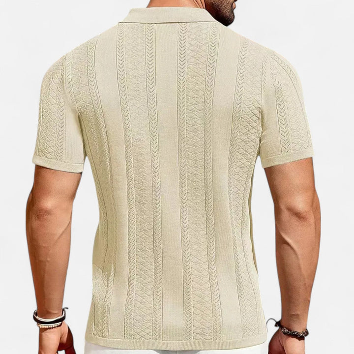 Mens Knit Blend Shirt Patchwork Panels Shape Retention