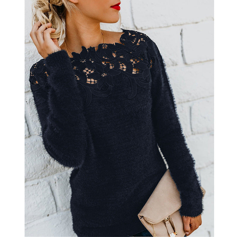Womens Knit Jumper Breathable Fabric Relaxed Fit