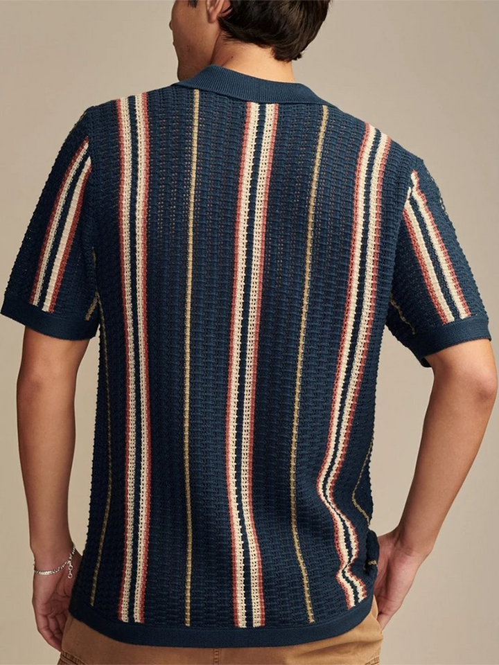 Mens Knit Short Sleeve Shirt Textured Breathable Fit