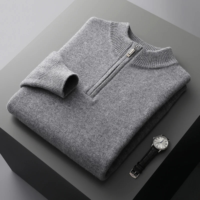 Unisex Knit Sweater Half-Zip Quick Neck Adjustment