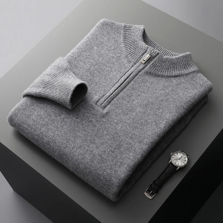 Unisex Knit Sweater Half-Zip Quick Neck Adjustment