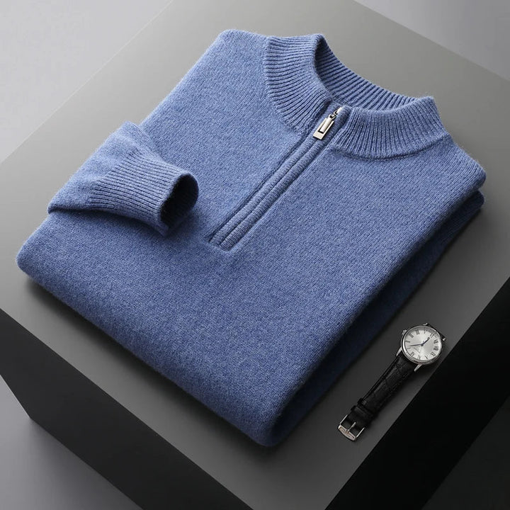 Unisex Knit Sweater Half-Zip Quick Neck Adjustment
