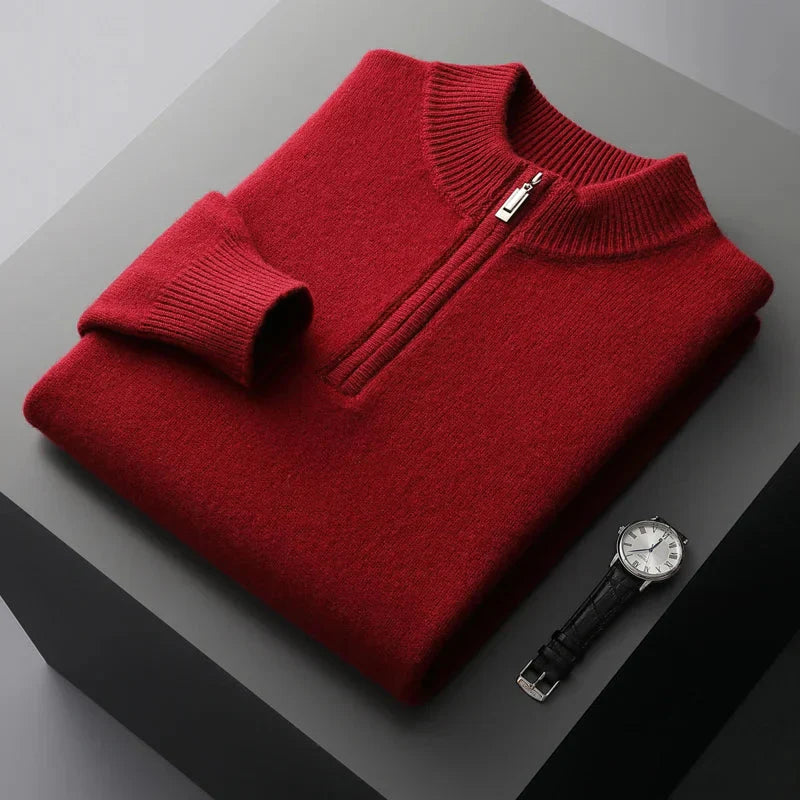 Unisex Knit Sweater Half-Zip Quick Neck Adjustment