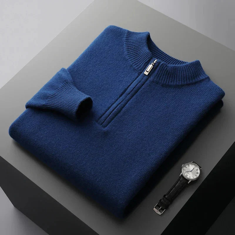 Unisex Knit Sweater Half-Zip Quick Neck Adjustment