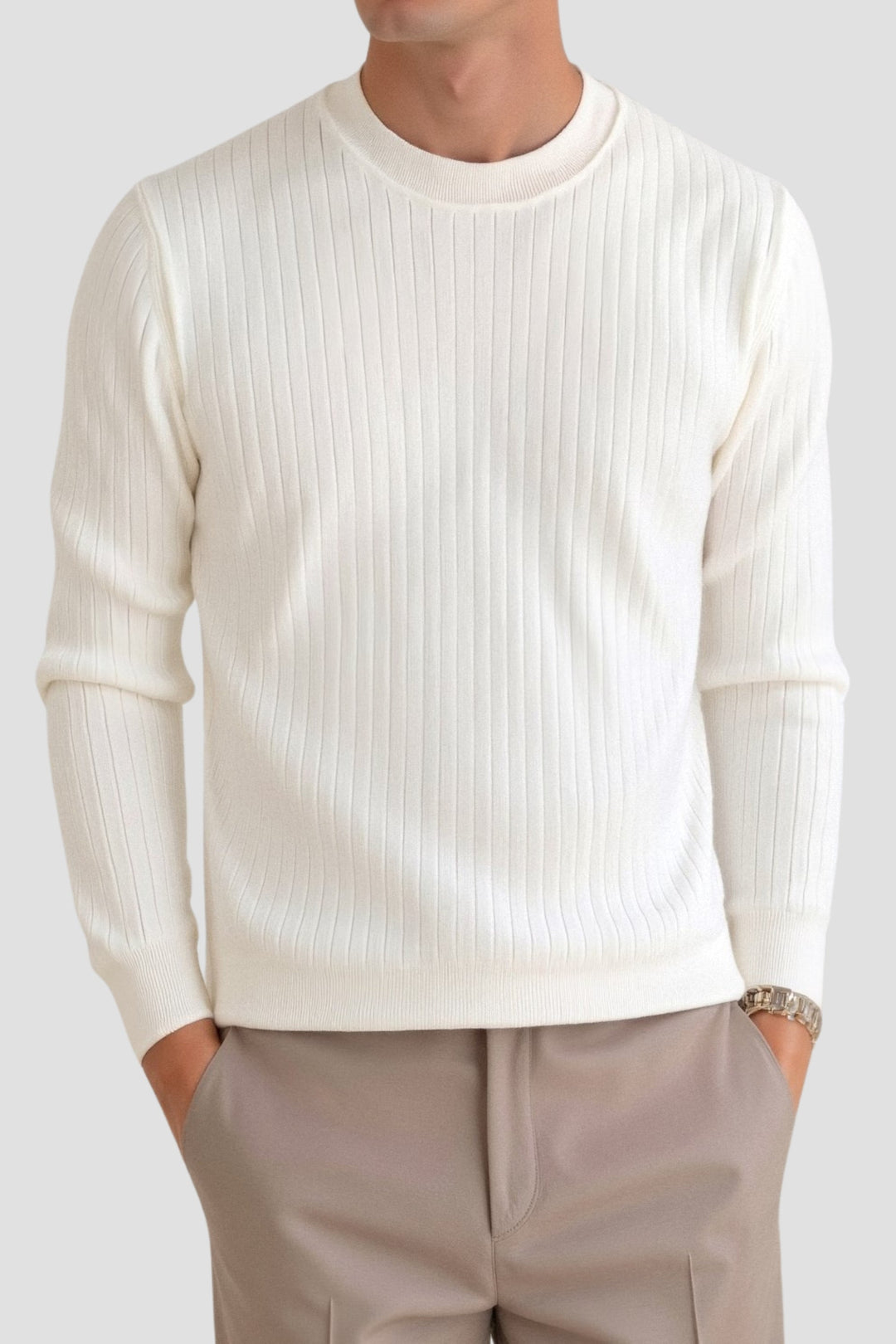 Womens Ribbed Knit Sweater Long Sleeve Warm Fit