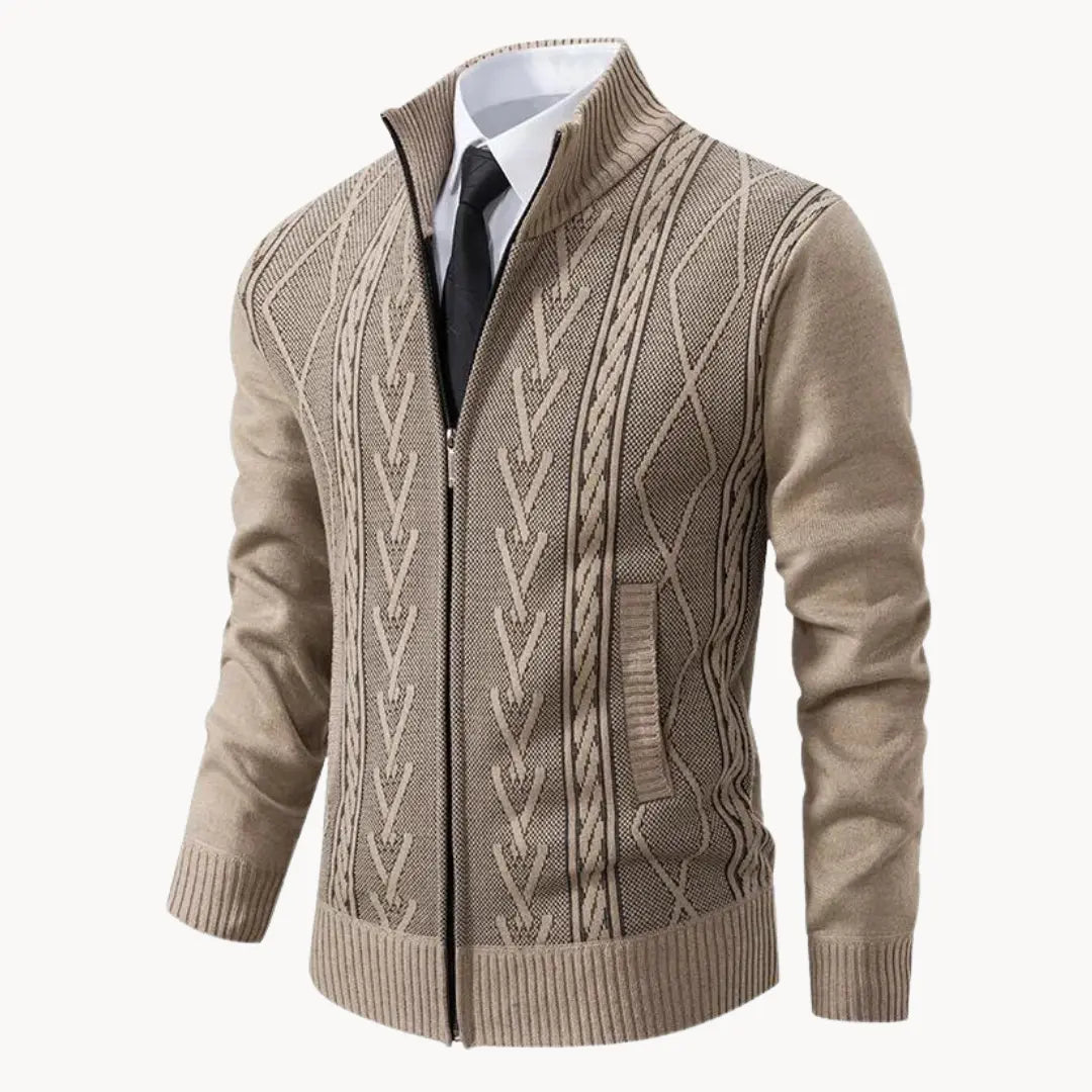 Womens Knit Sweater Zip Front Ribbed Collar Cuffs Hem