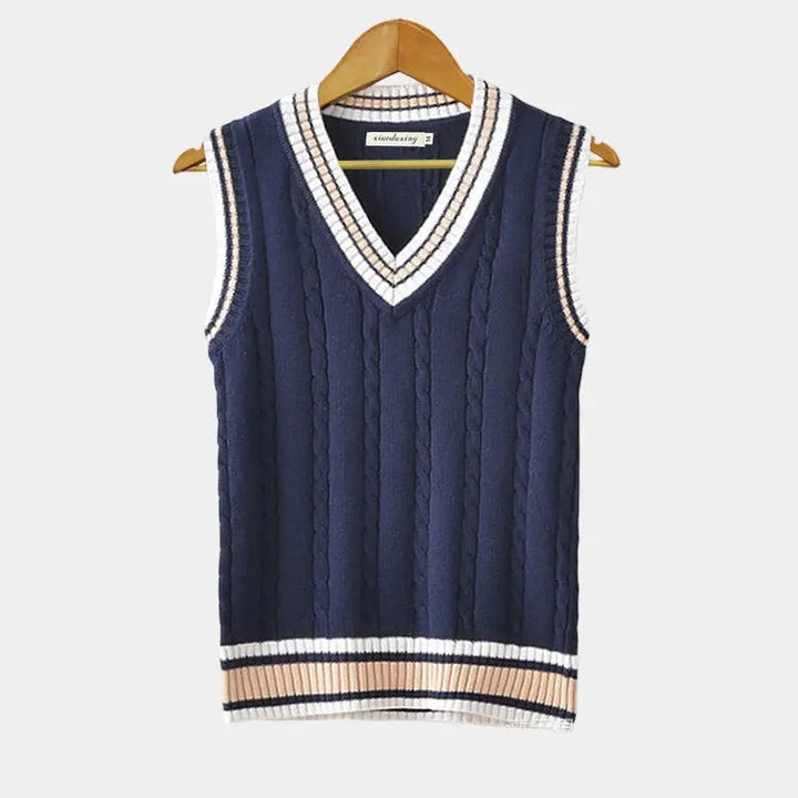 Womens Knit Vest Patterned Structured Fit