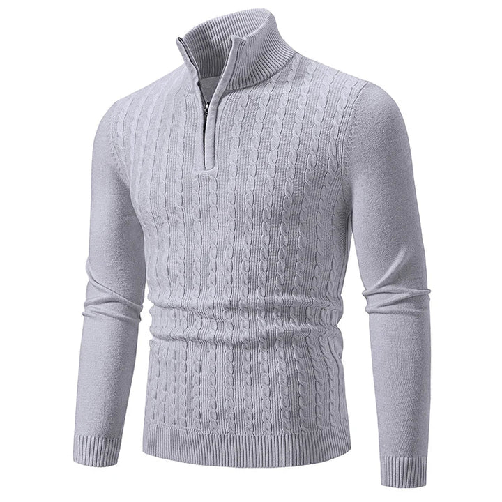 Womens Knit Blend Sweater Cable Texture Adjustable Neck - BritishMode
