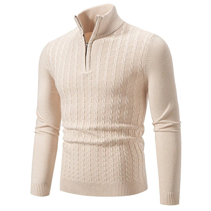 Womens Knit Blend Sweater Cable Texture Adjustable Neck