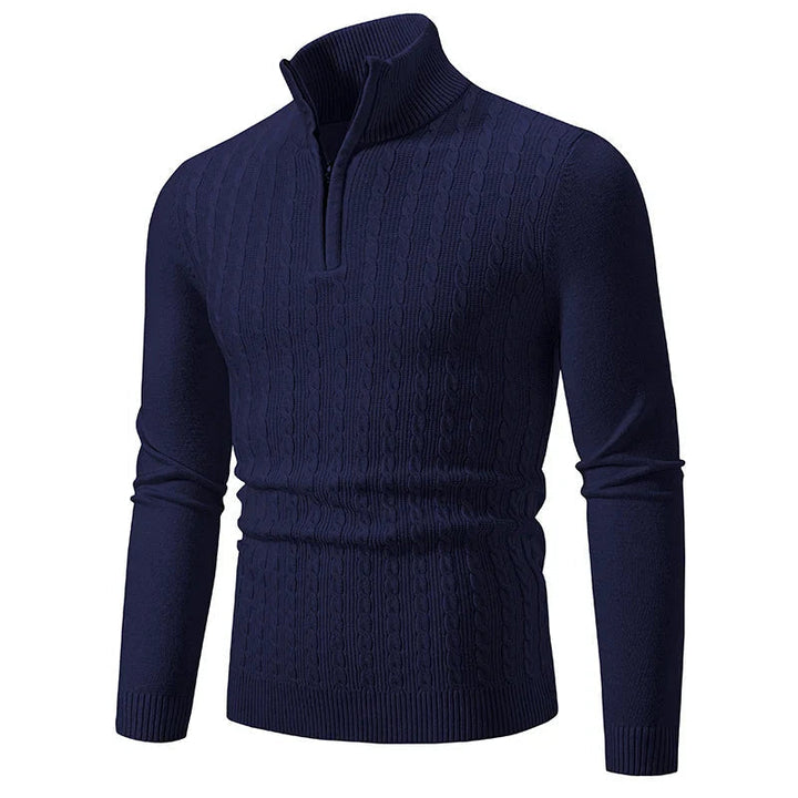 Womens Knit Blend Sweater Cable Texture Adjustable Neck